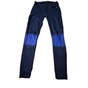 Hudson Krista Super Skinny Dark‎ Wash Blue Tie Dye Knee Size 25